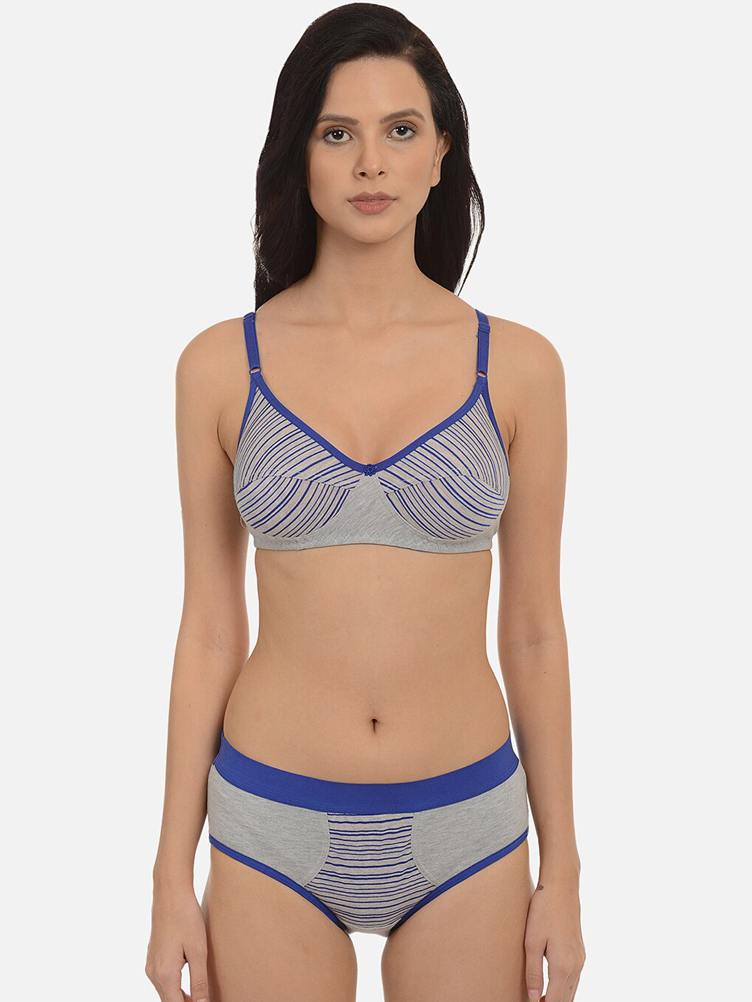 

mod & shy Women Blue & Grey Printed Non-Padded Lingerie Set MS124M