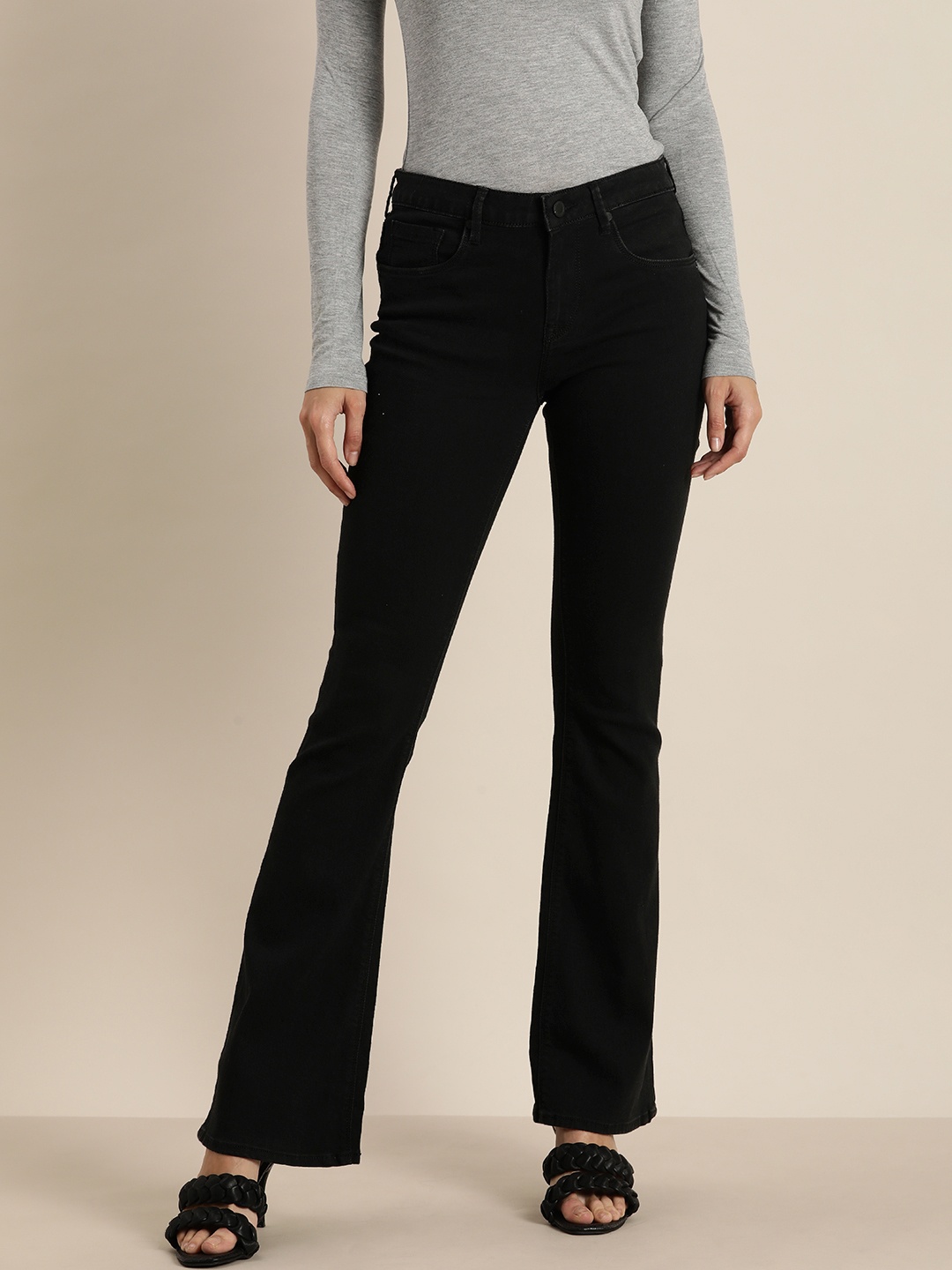 

Moda Rapido Women Black Bootcut Mid-Rise Clean Look Jeans