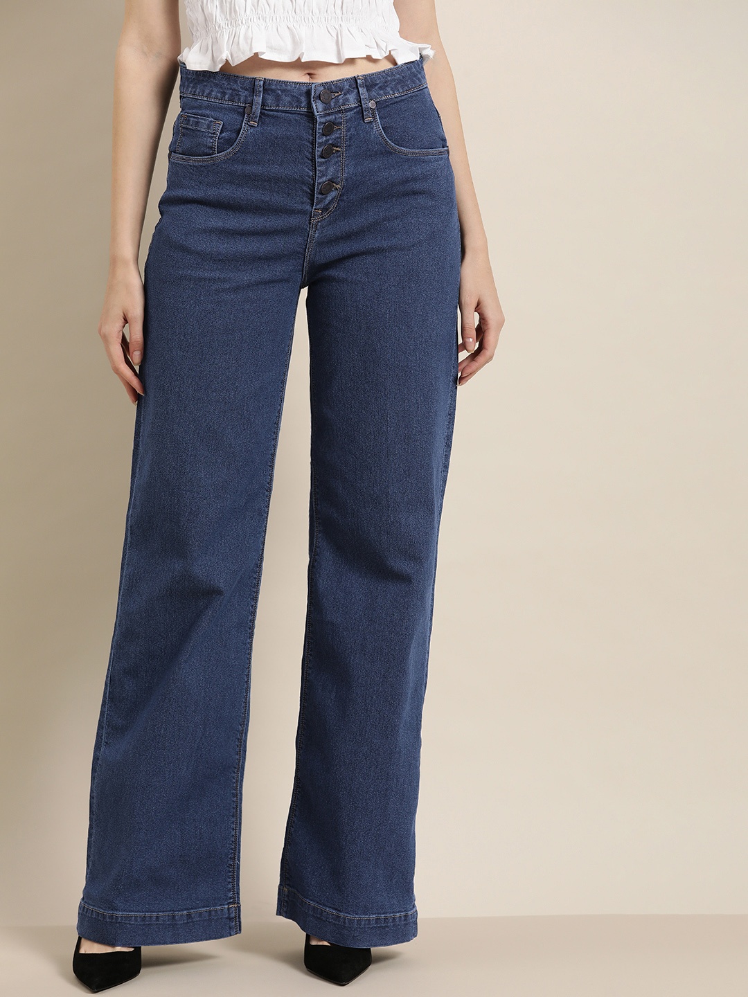

Moda Rapido Women Blue Wide Leg Stretchable Jeans