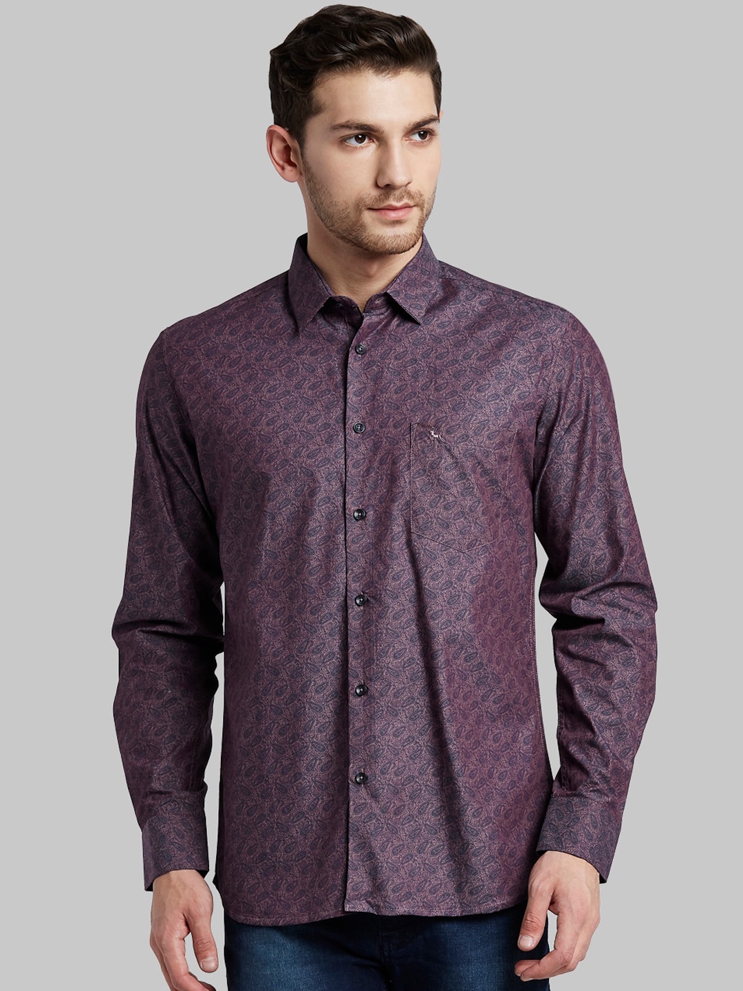 

Parx Men Red Slim Fit Opaque Printed Casual Shirt