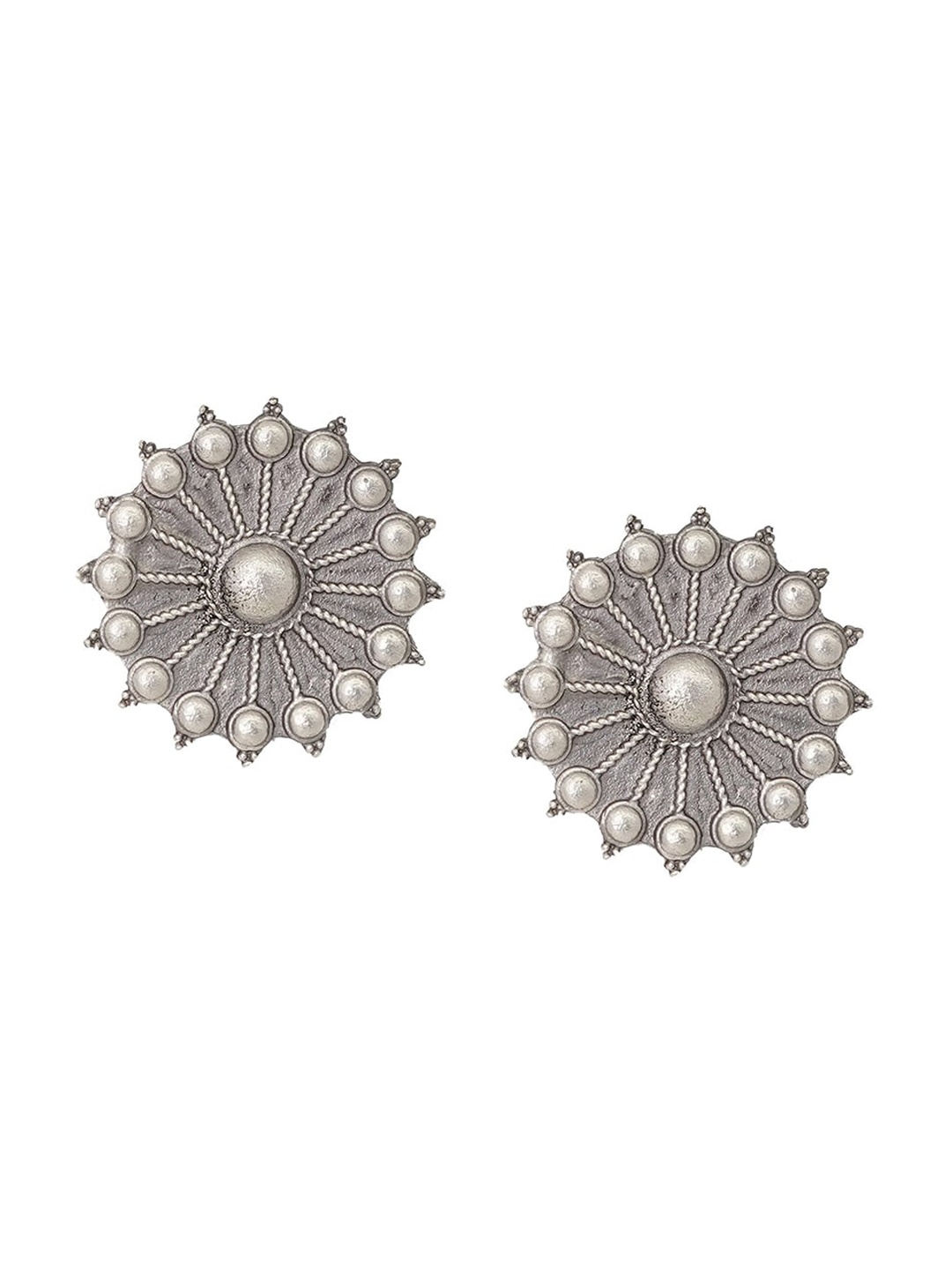 

TEEJH Silver-Toned Contemporary Studs Earrings