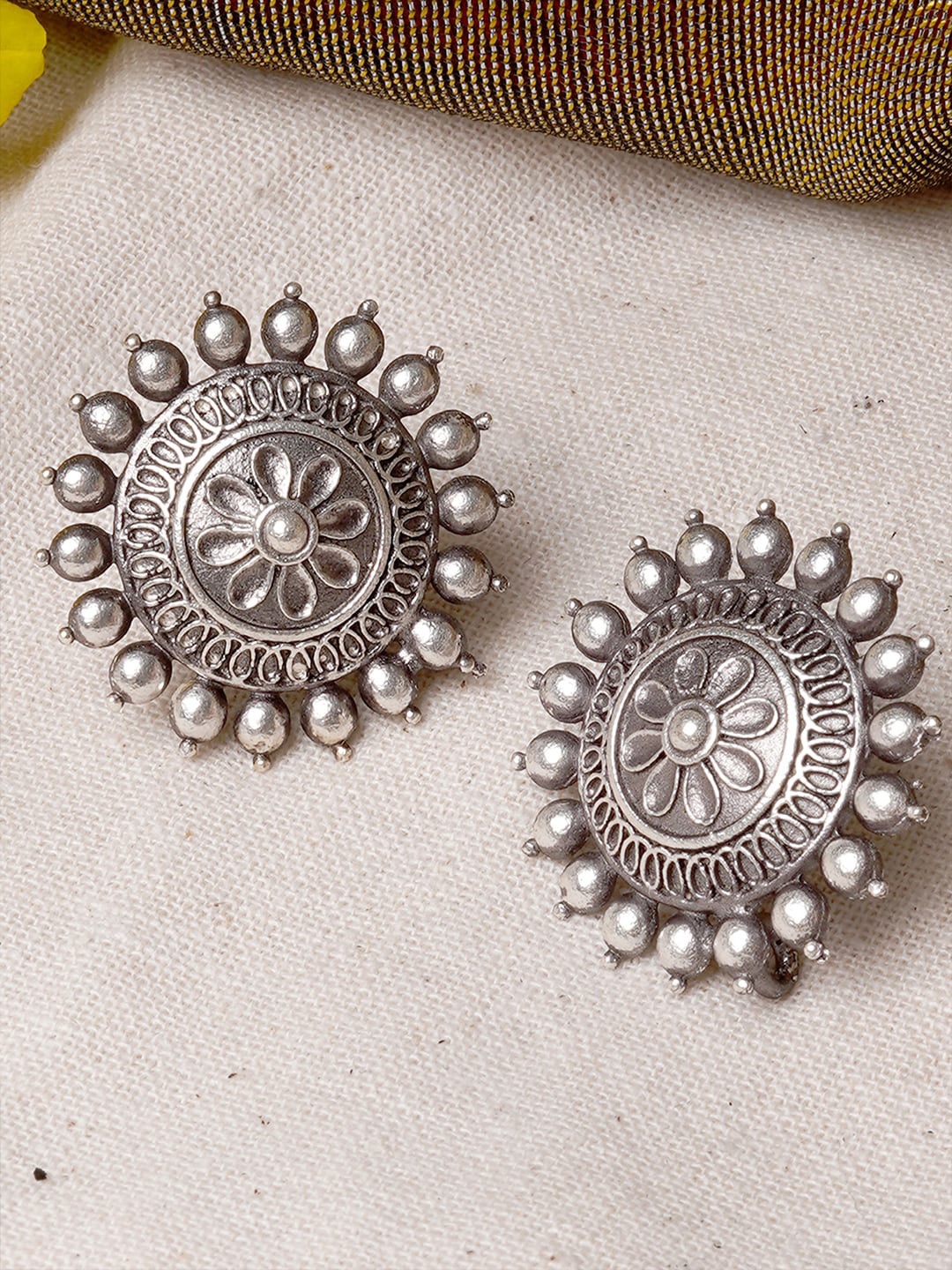 

TEEJH Silver-Toned Contemporary Studs Earrings