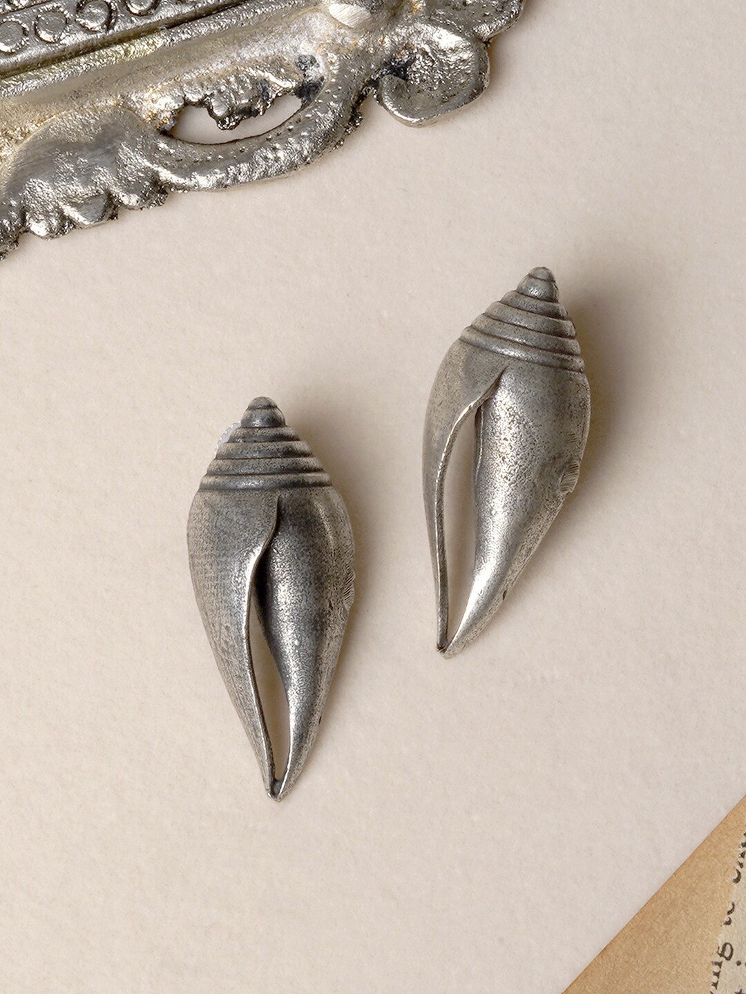 

TEEJH Silver-Toned Contemporary Studs Earrings