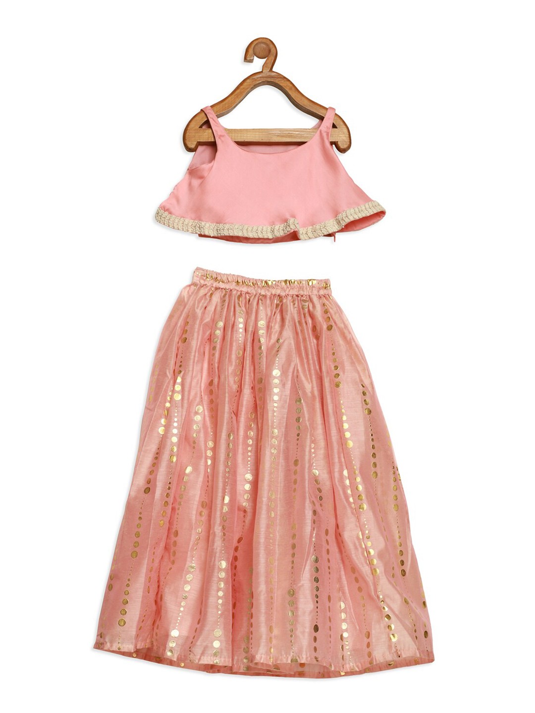 

Ethnovog Girls Pink Gold-Toned Made to Measure Lehenga Blouse