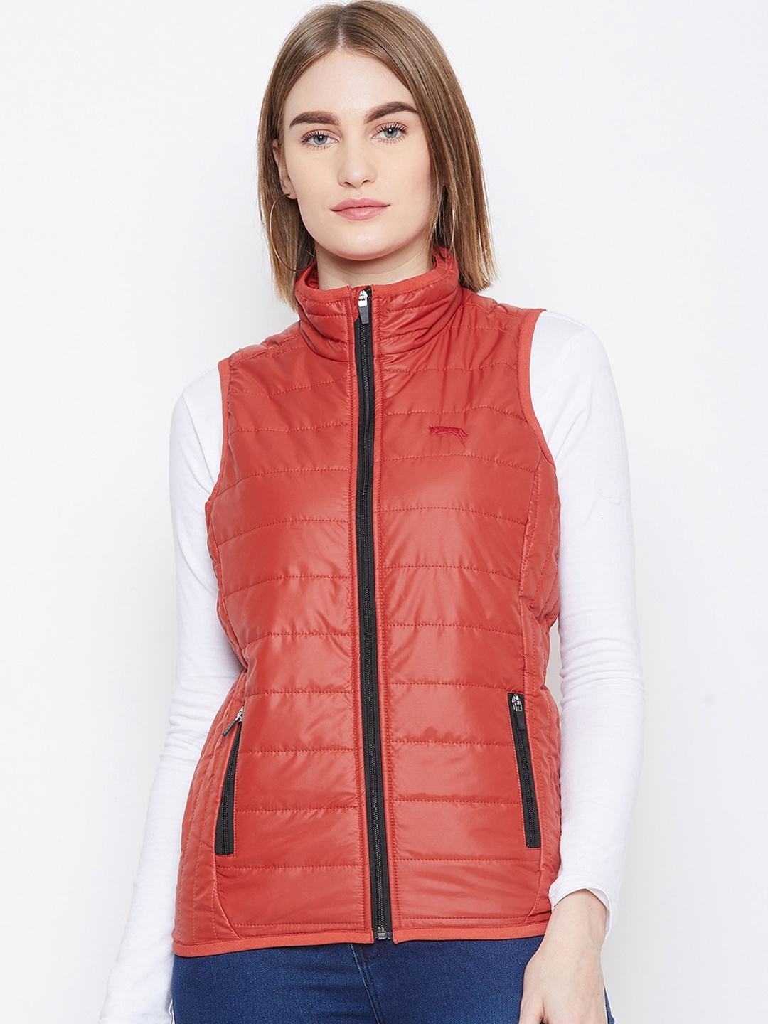 

JUMP USA Women Red Solid Sleevless Padded Jacket