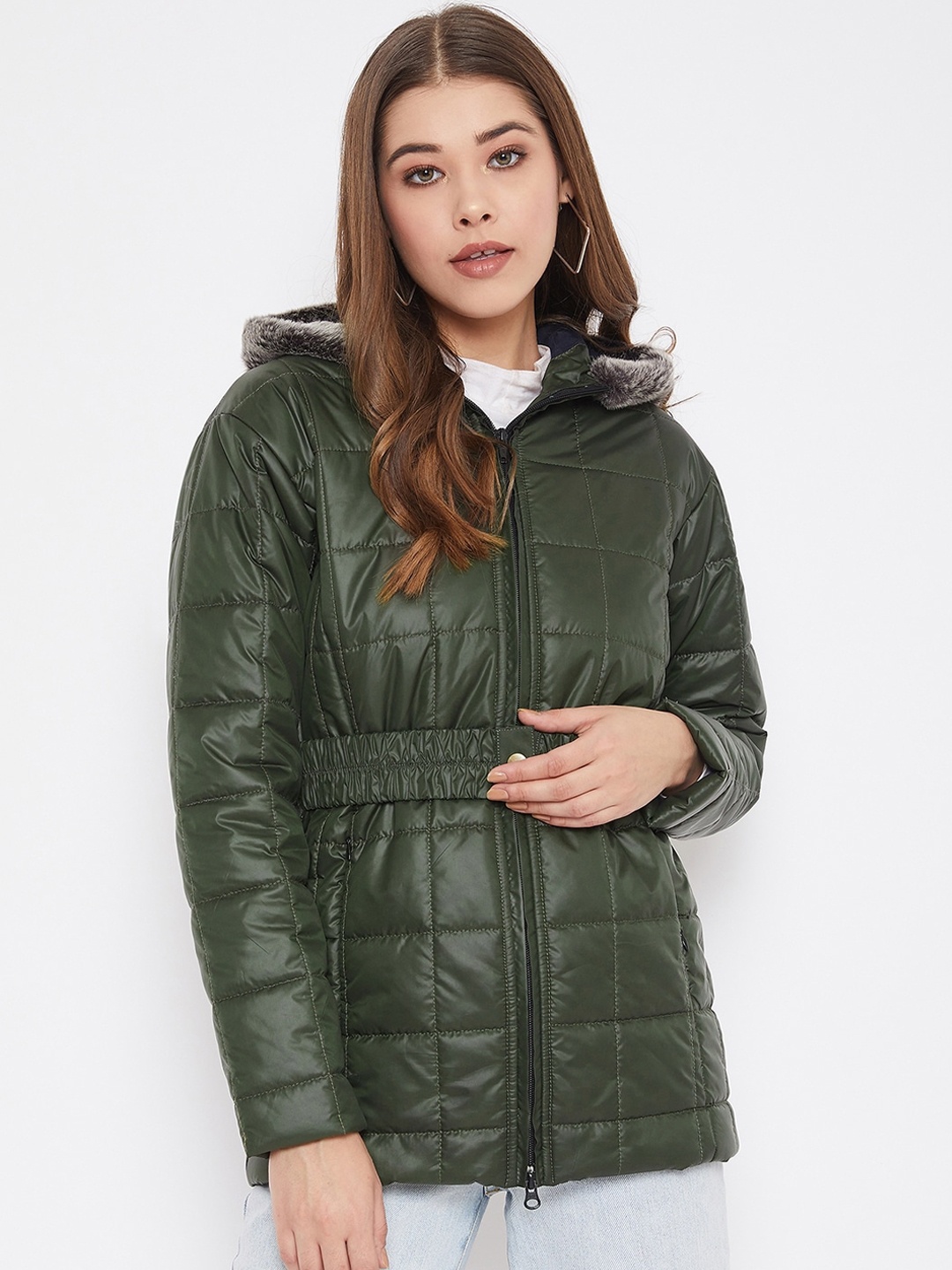 

JUMP USA Women Green Longline Padded Jacket