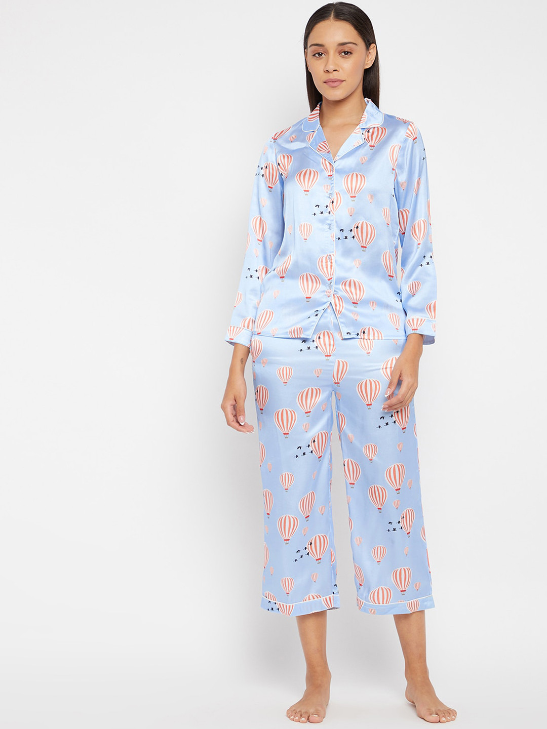 

PANIT Women Blue & Red Printed Night suit