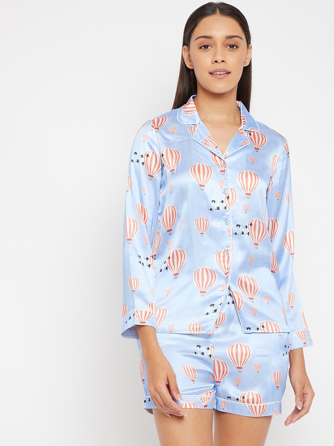 

PANIT Women Blue & Red Printed Night suit