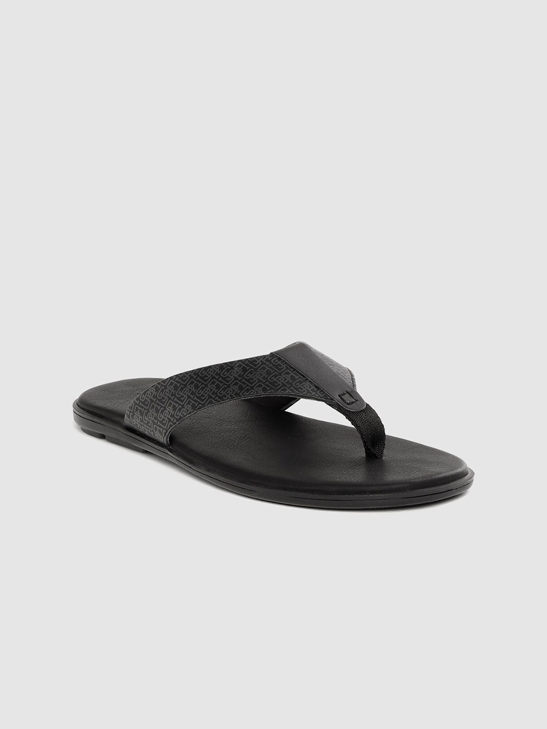 

U S Polo Assn Men Black Leather Comfort Sandals