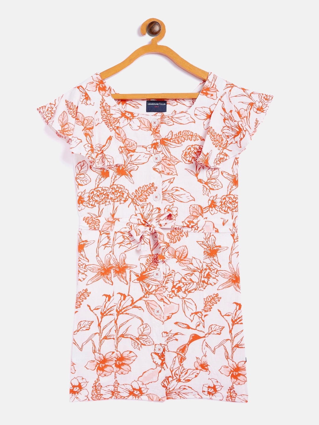 

Crimsoune Club Girls Orange Floral A-Line Dress