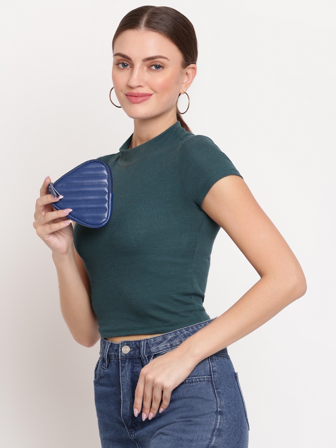 

KLEIO Women Quilted Triangle Coin Pouch, Blue