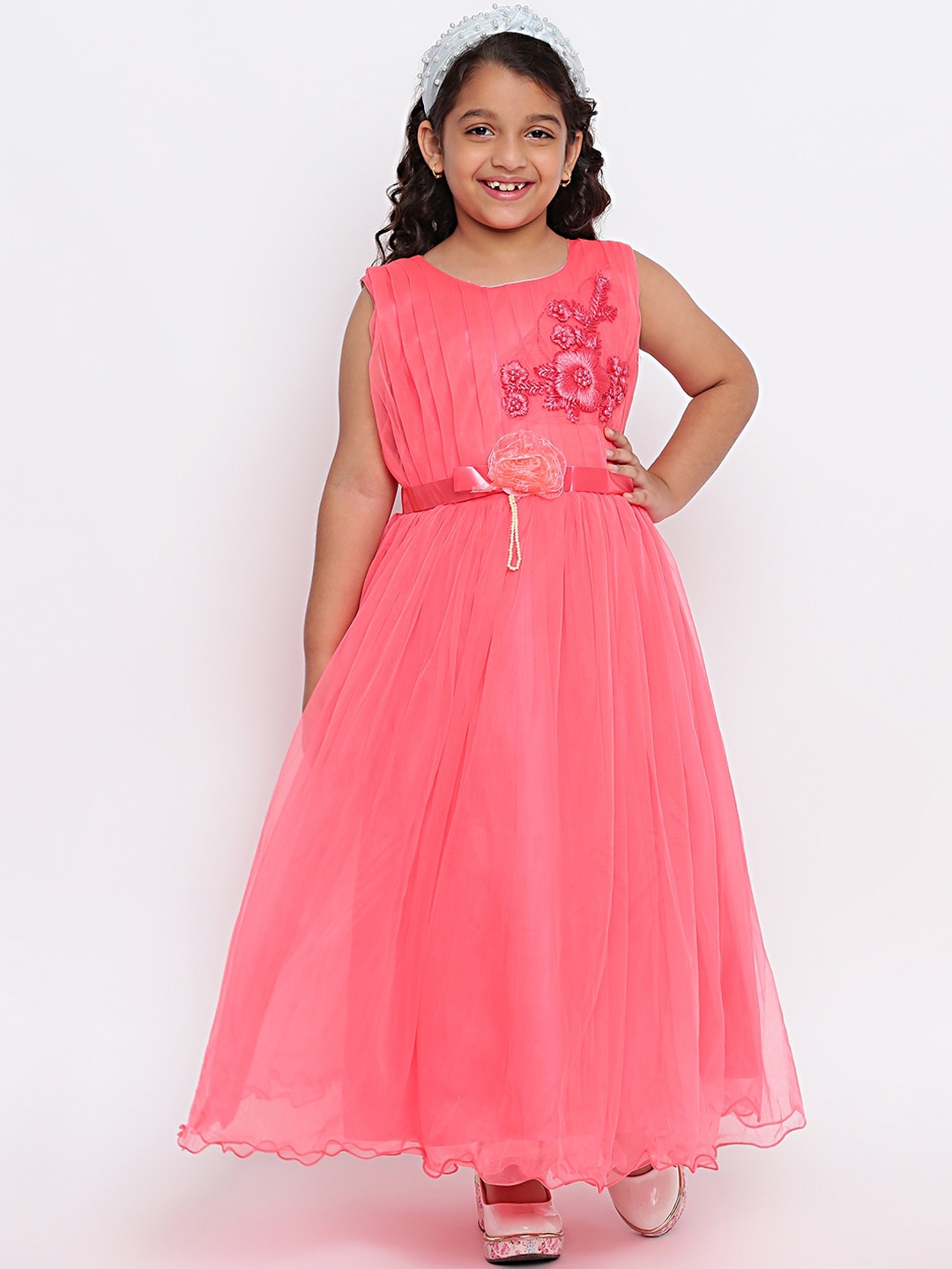 

SKY HEIGHTS Orange Net Maxi Dress