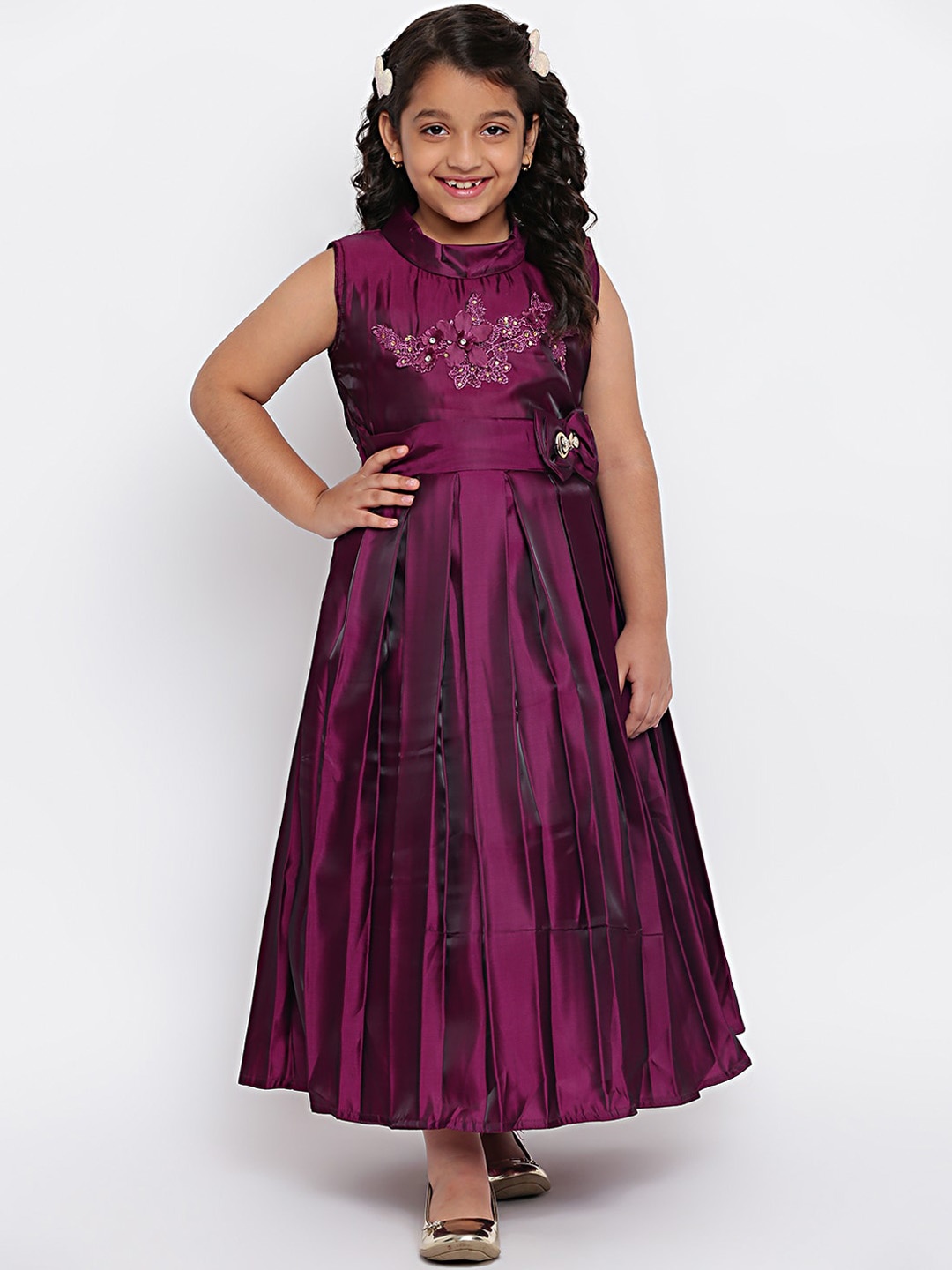 

SKY HEIGHTS Purple Embellished Satin Maxi Dress