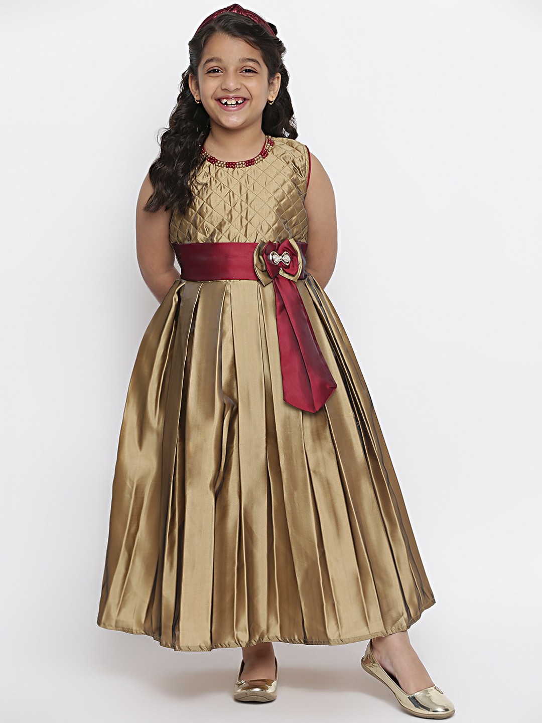 

SKY HEIGHTS Gold-Toned Satin Maxi Dress
