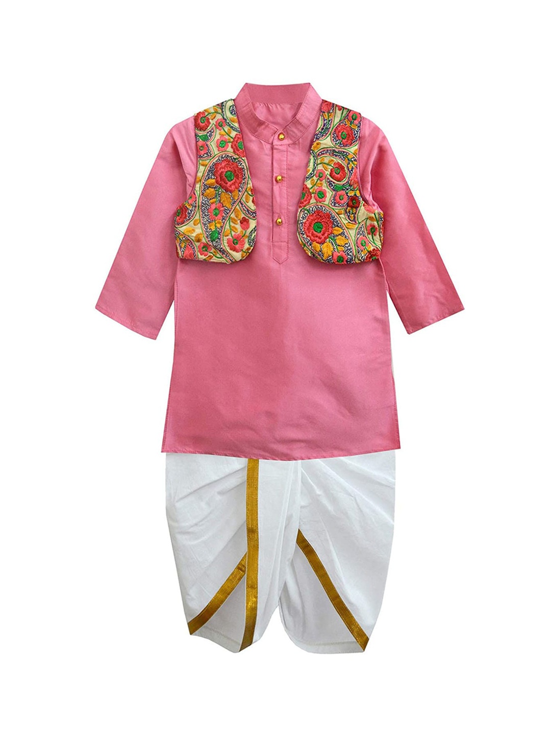 

A T U N Boys Pink Regular Kurta with Dhoti Pants