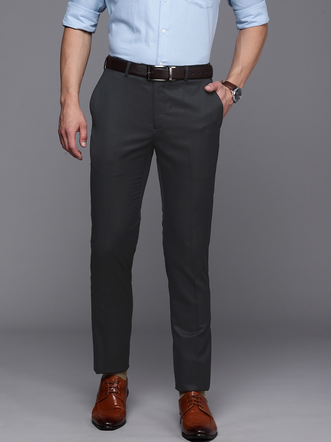 

Raymond Men Dark Blue Slim Fit Formal Trousers