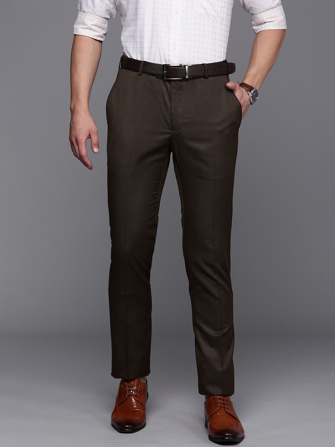 

Raymond Men Brown Slim Fit Formal Trousers