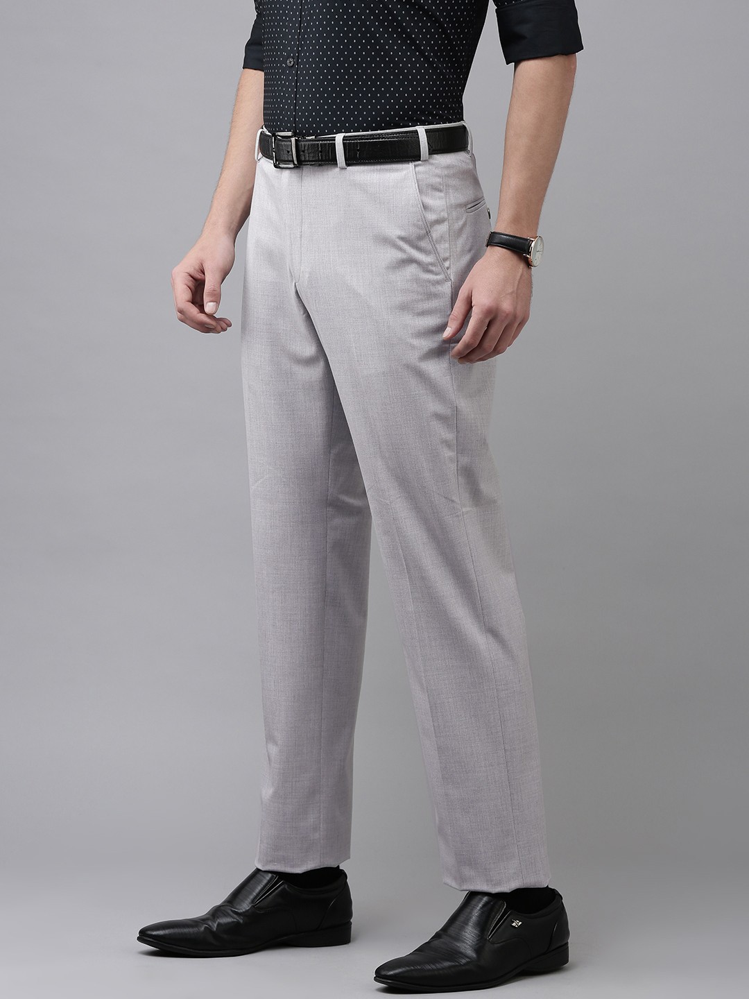 

Park Avenue Men Grey Smart Fit Mid Rise Formal Trousers