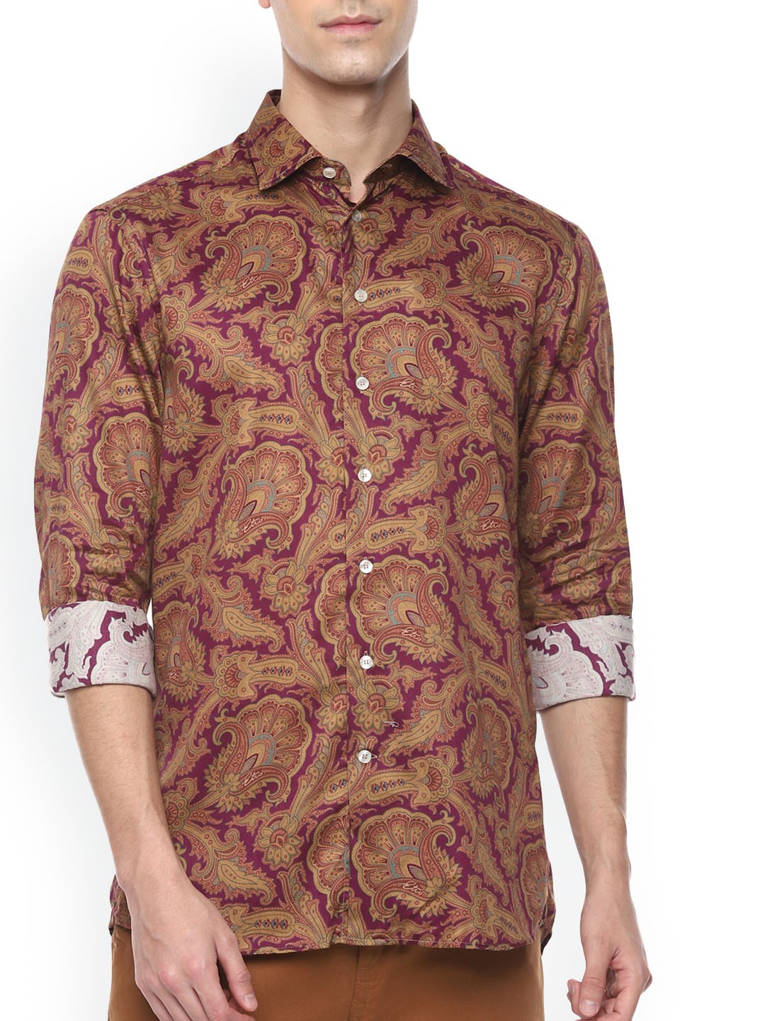 

ETRO Men Purple & Beige Paisley Opaque Printed Casual Shirt