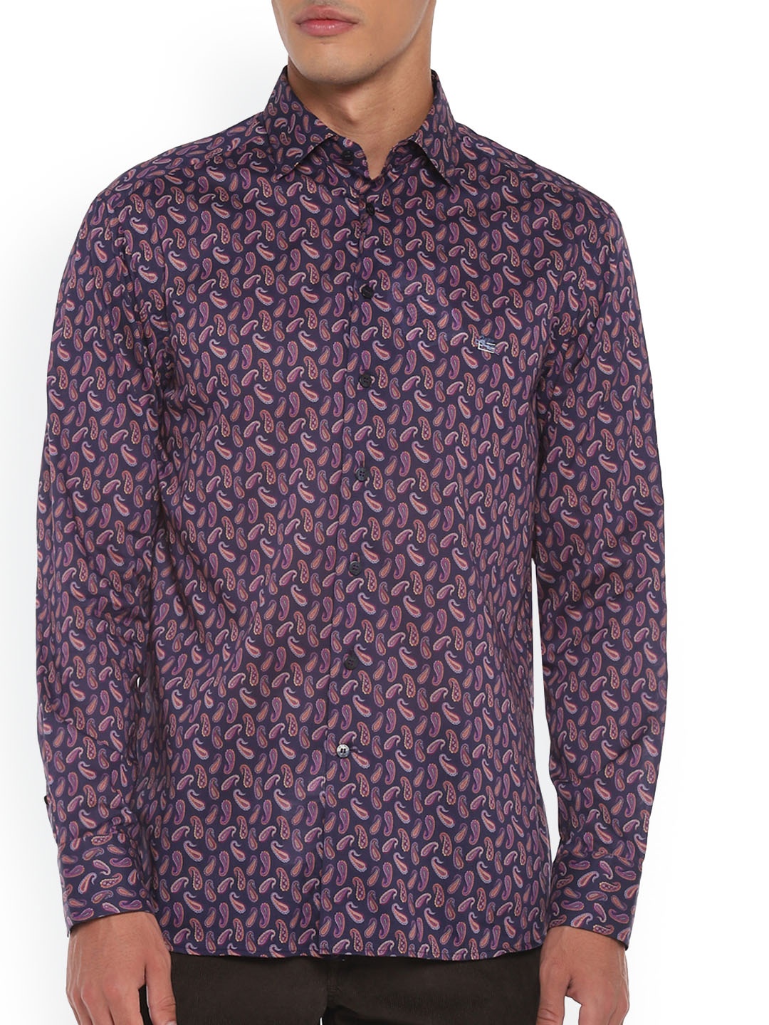 

ETRO Men Blue & Purple Paisley Opaque Printed Logo Casual Shirt