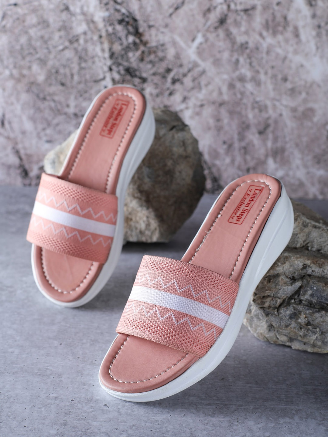 

LONDON STEPS Peach-Coloured Kitten Pumps with Laser Cuts