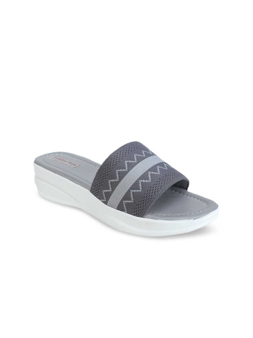 

LONDON STEPS Grey Woven Designed Wedge Sandals