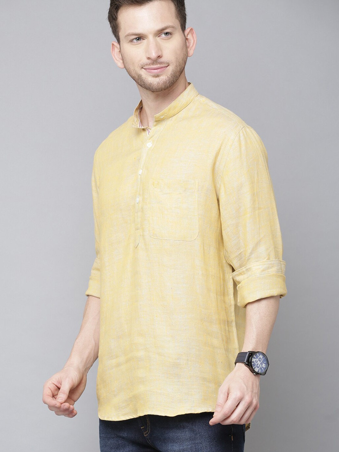 

Linen Club Men Yellow Opaque Casual Shirt