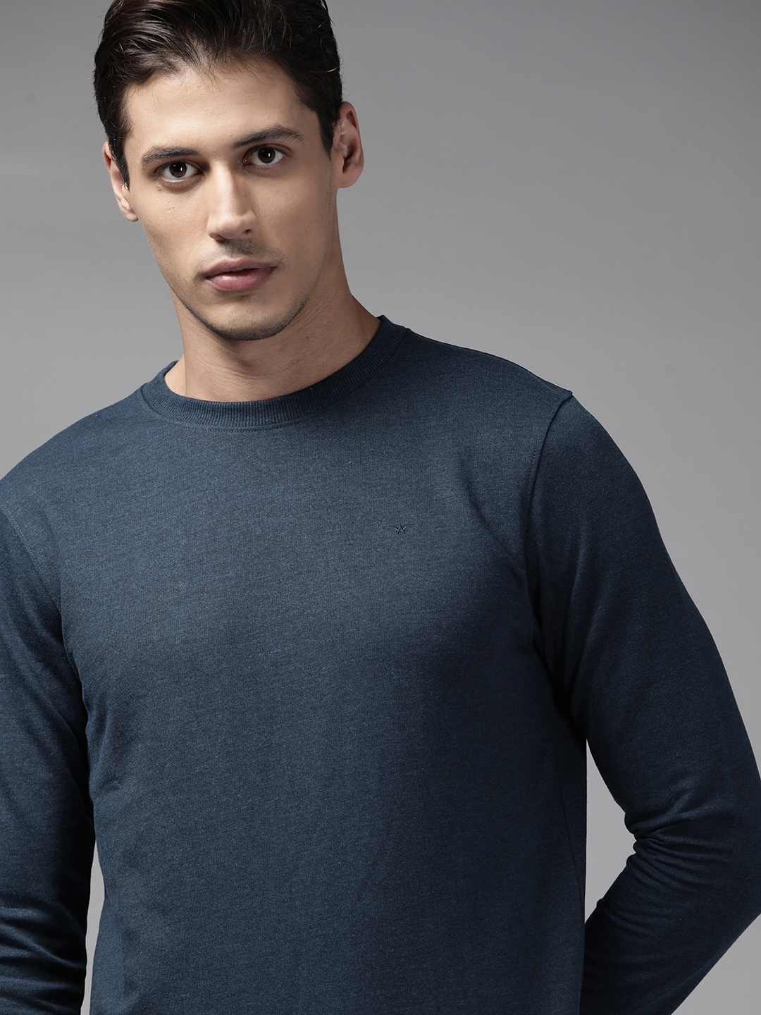 

Park Avenue Men Navy Blue Solid Sweatshirt
