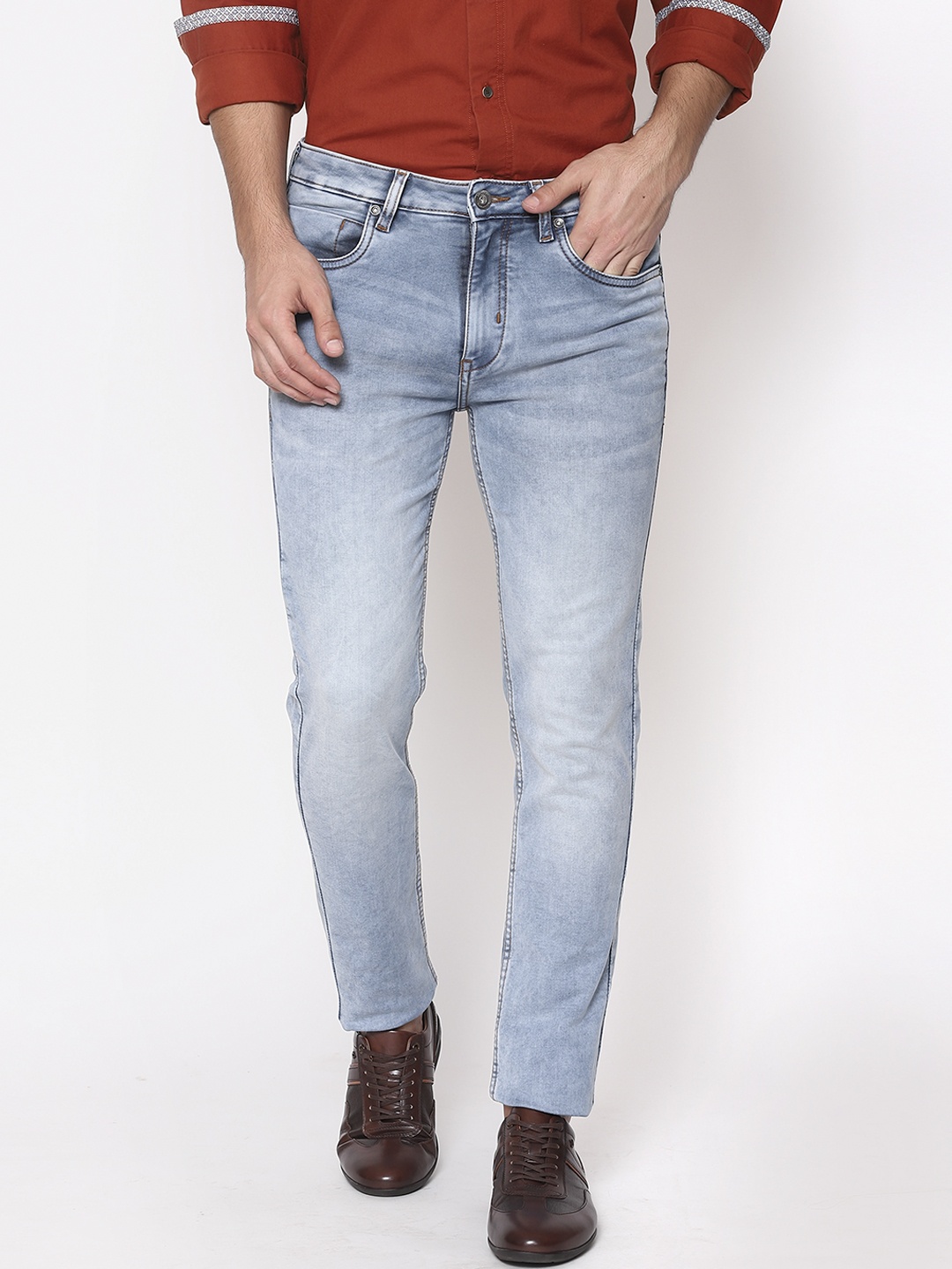 

Blackberrys Men Blue Yonk Skinny Fit Low-Rise Heavy Fade Cropped Jeans