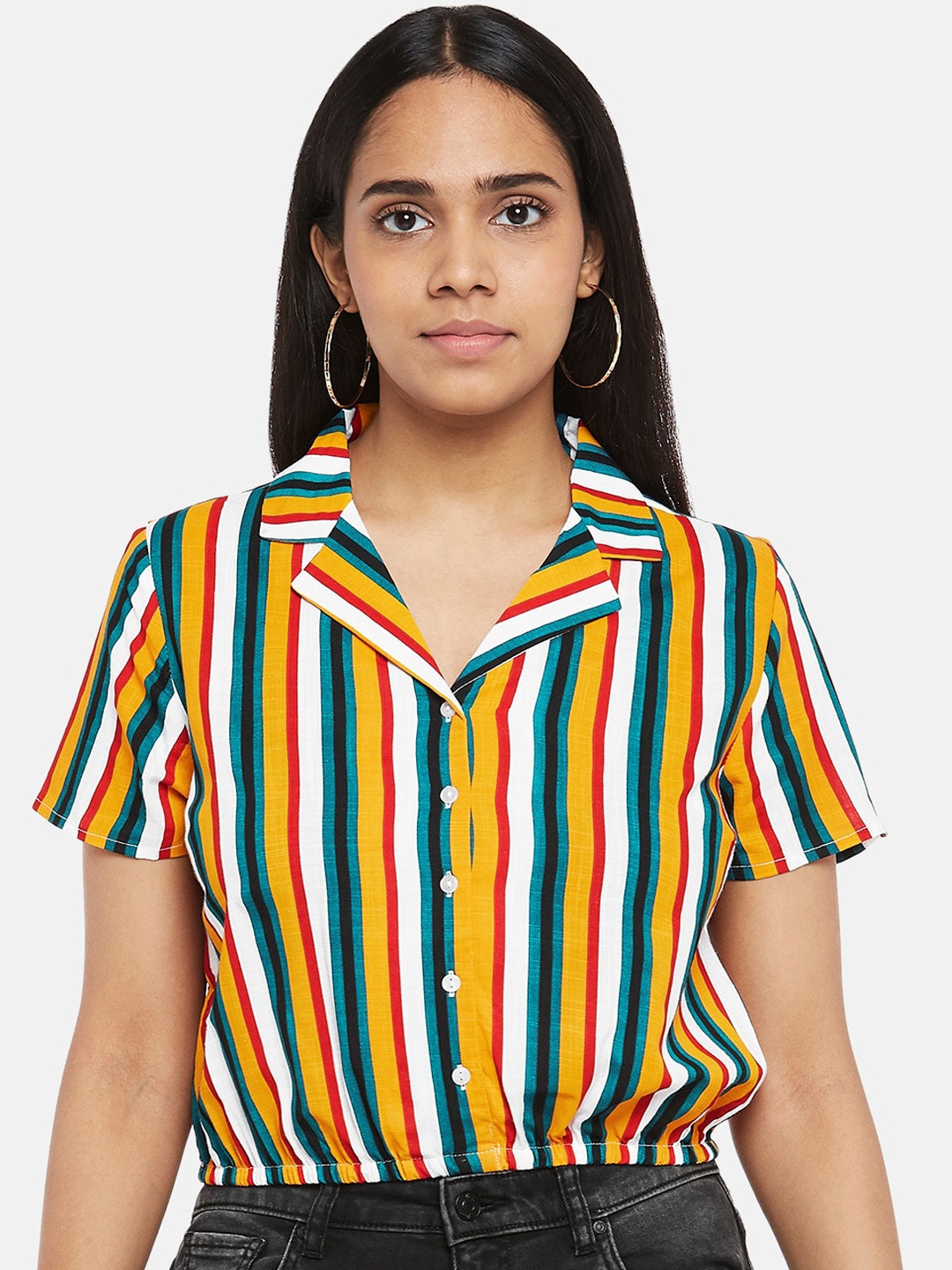 

People Women Multicoloured Opaque Striped Casual Shirt, Multi