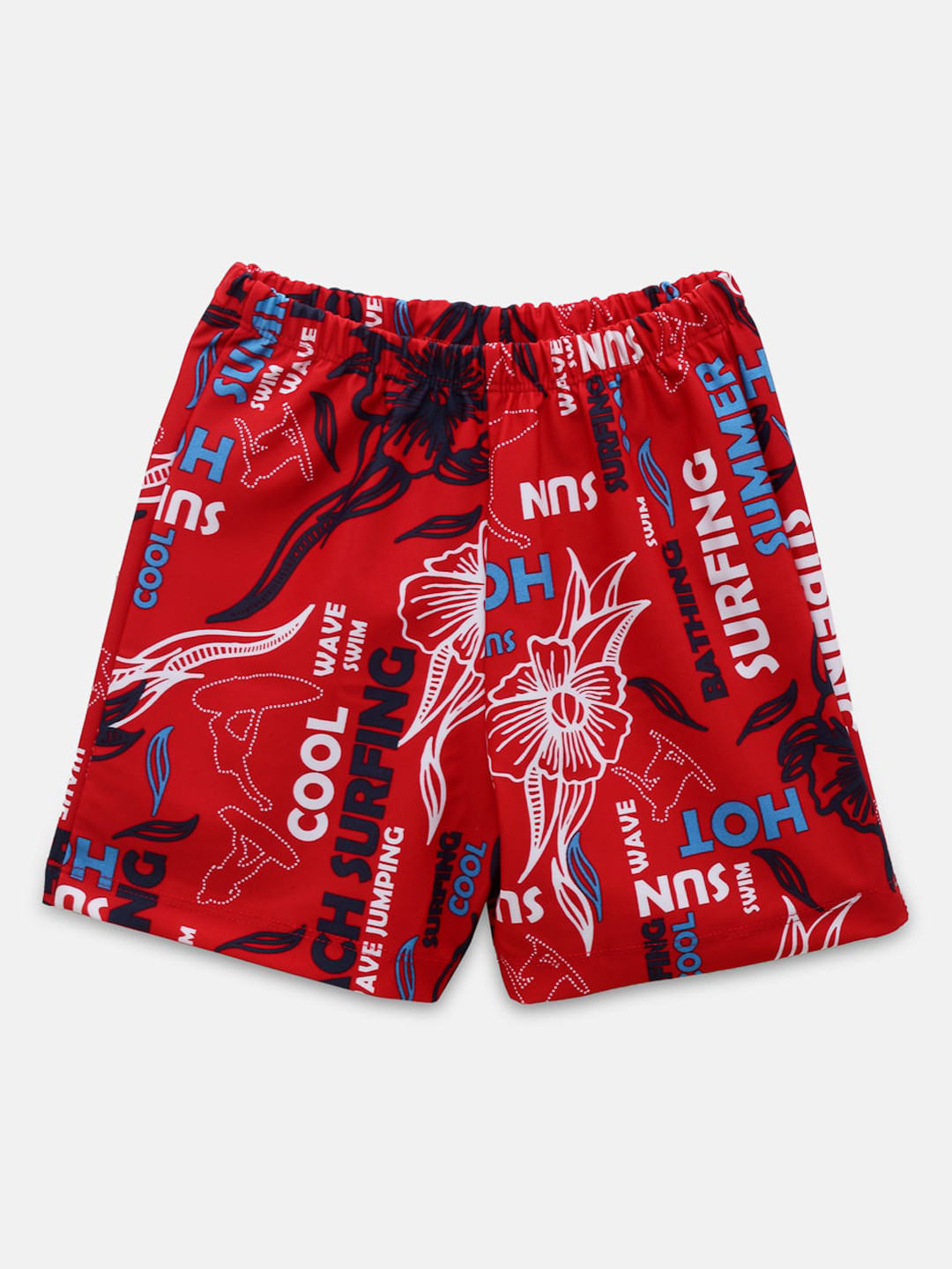 

CUKOO Boys Red & White Printed Comfort-Fit Swim Bottom