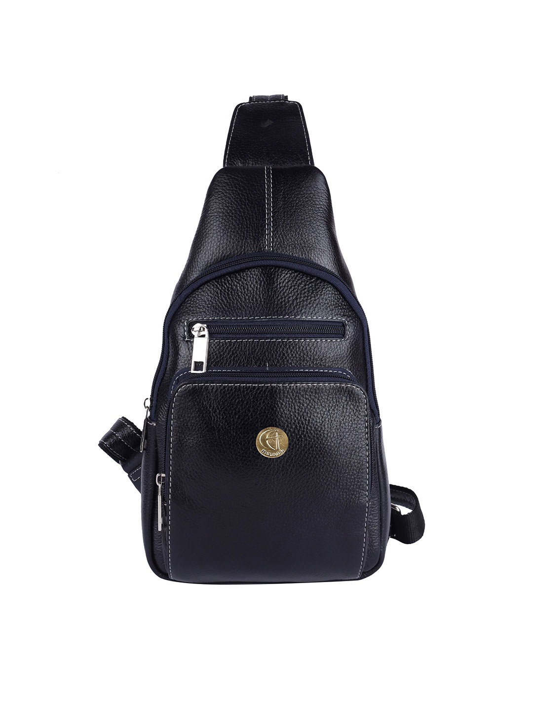 

HiLEDER Unisex Pure Leather Sling Cross Body Outdoor Travel Chest Bag, Navy blue