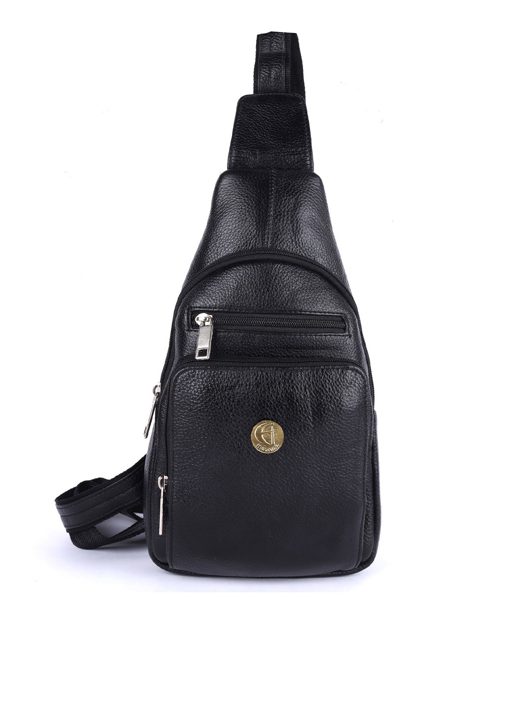 

HiLEDER Unisex Pure Leather Sling Cross Body Backpack, Black