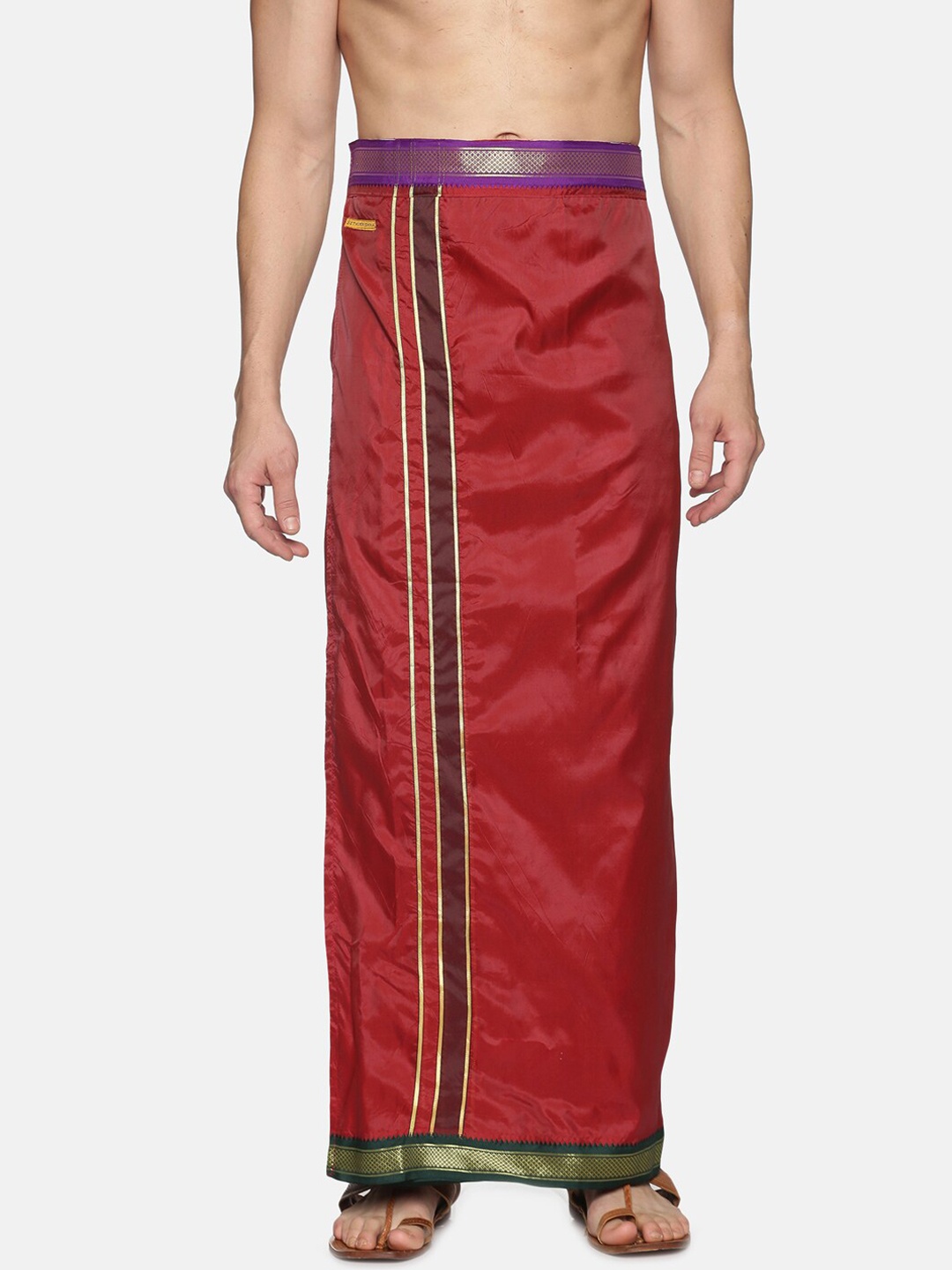 

Sethukrishna Men Maroon Solid Readymade Dhoti