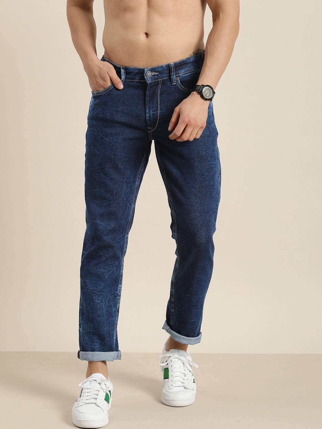 

Moda Rapido Men Blue Slim Fit Mid Rise Crinkle Stretchable Jeans