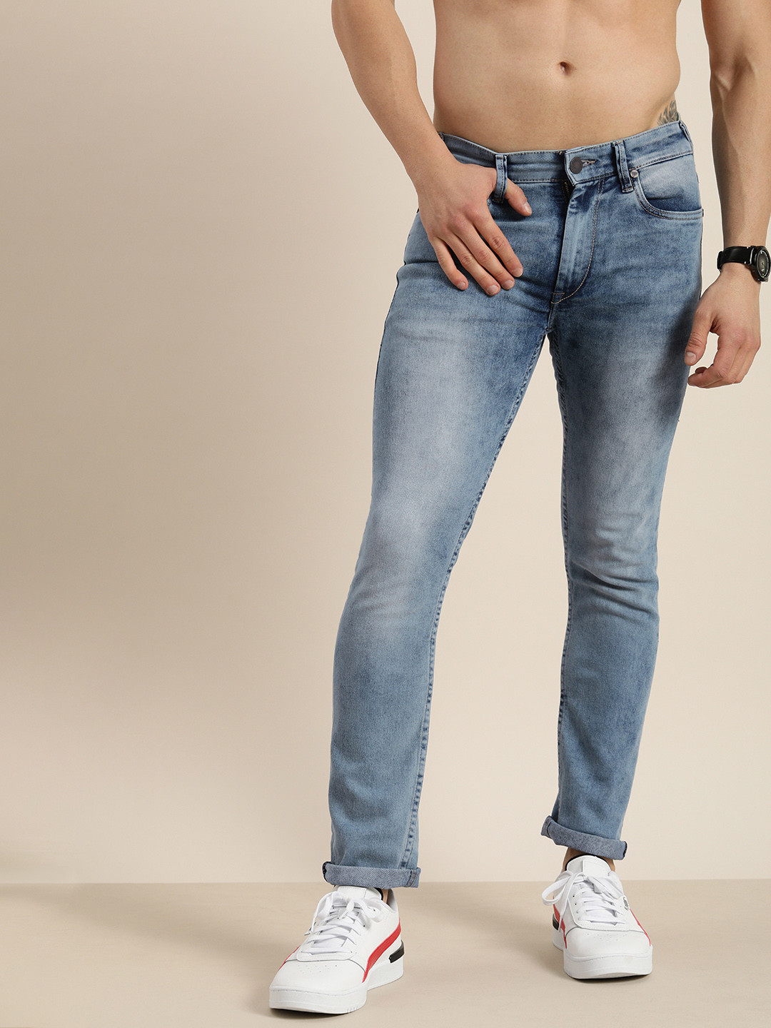 

Moda Rapido Men Blue Skinny Fit Heavy Fade Stretchable Jeans