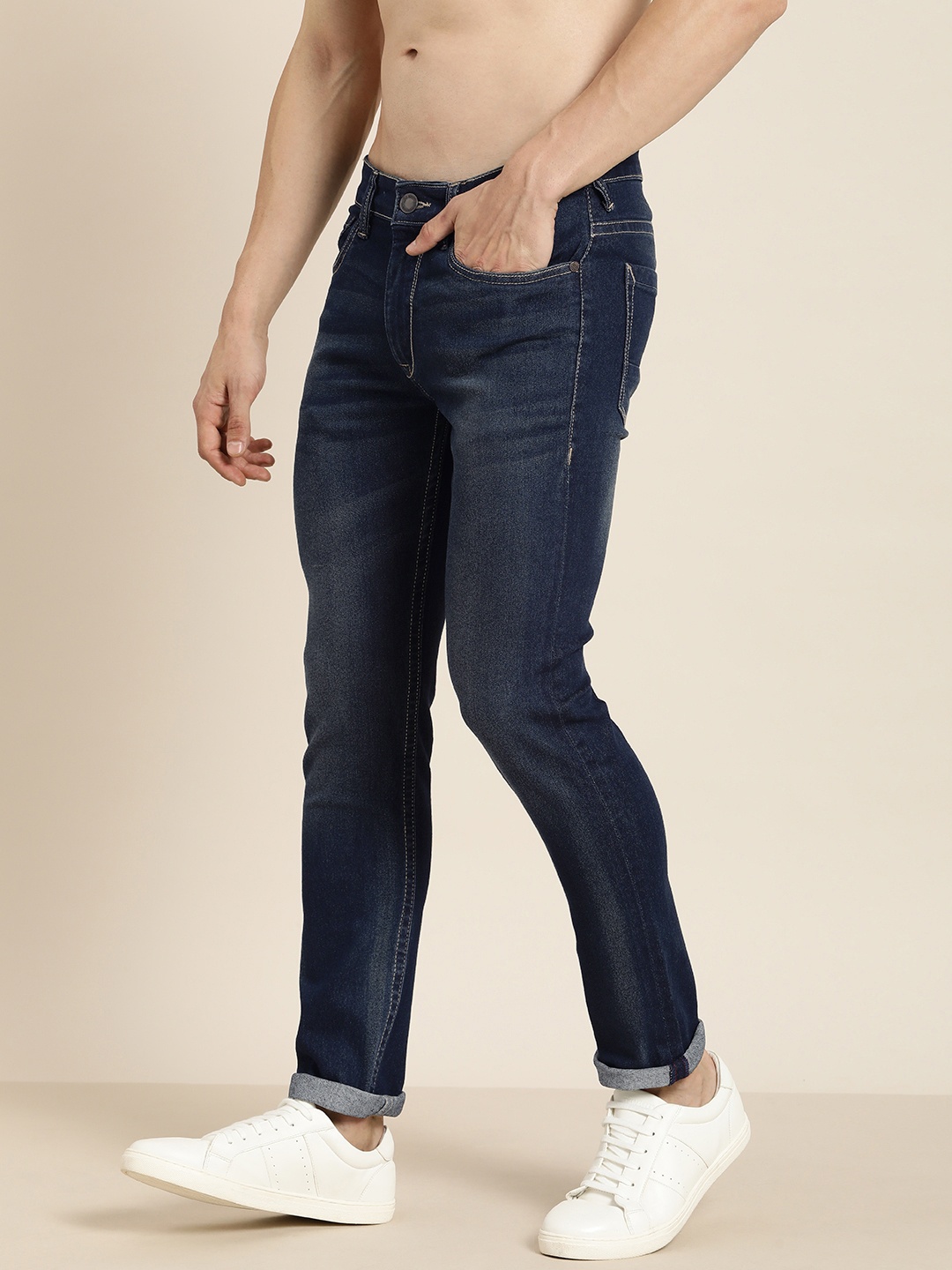 

Moda Rapido Men Navy Blue Low-Rise Light Fade Stretchable Jeans
