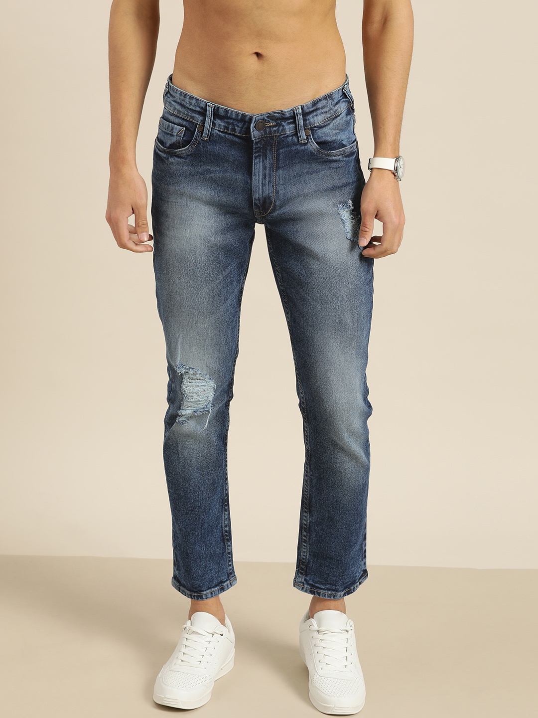 

Moda Rapido Men Blue Mildly Distressed Slim Fit Stretchable Jeans