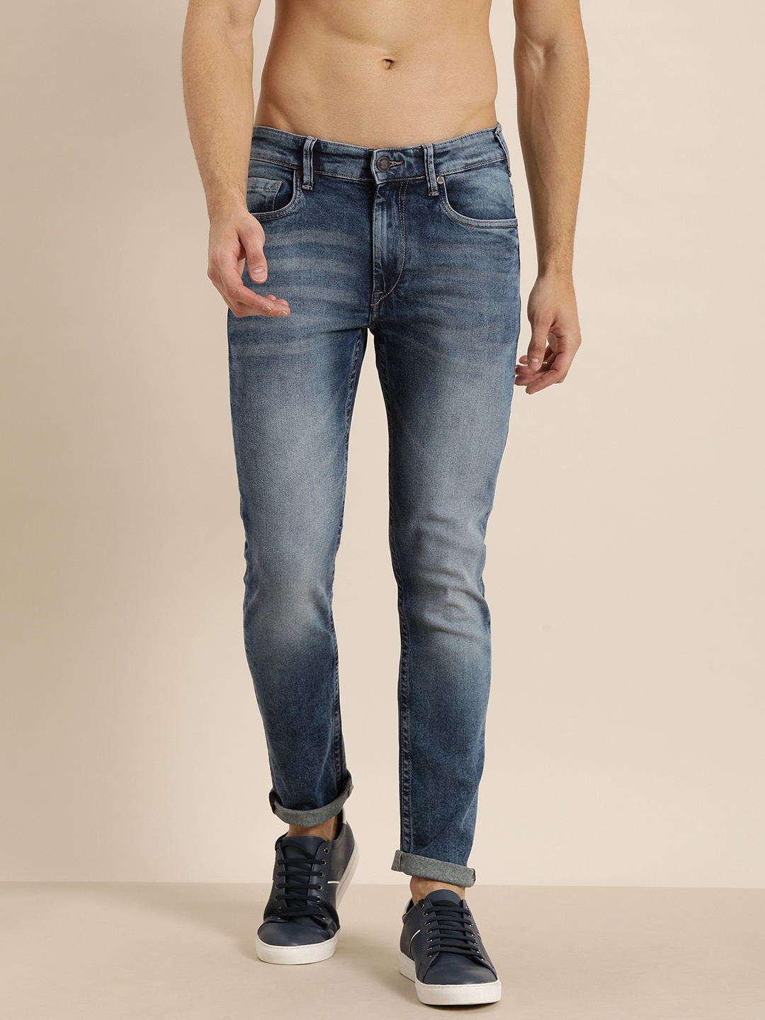 

Moda Rapido Men Blue Skinny Fit Heavy Fade Stretchable Jeans