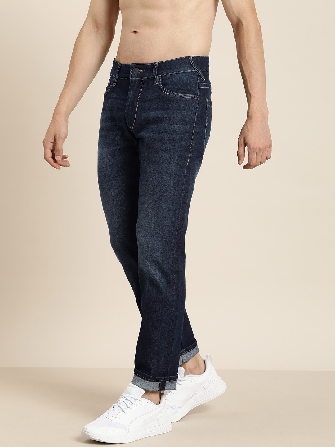 

Moda Rapido Men Navy Blue Low-Rise Light Fade Stretchable Jeans