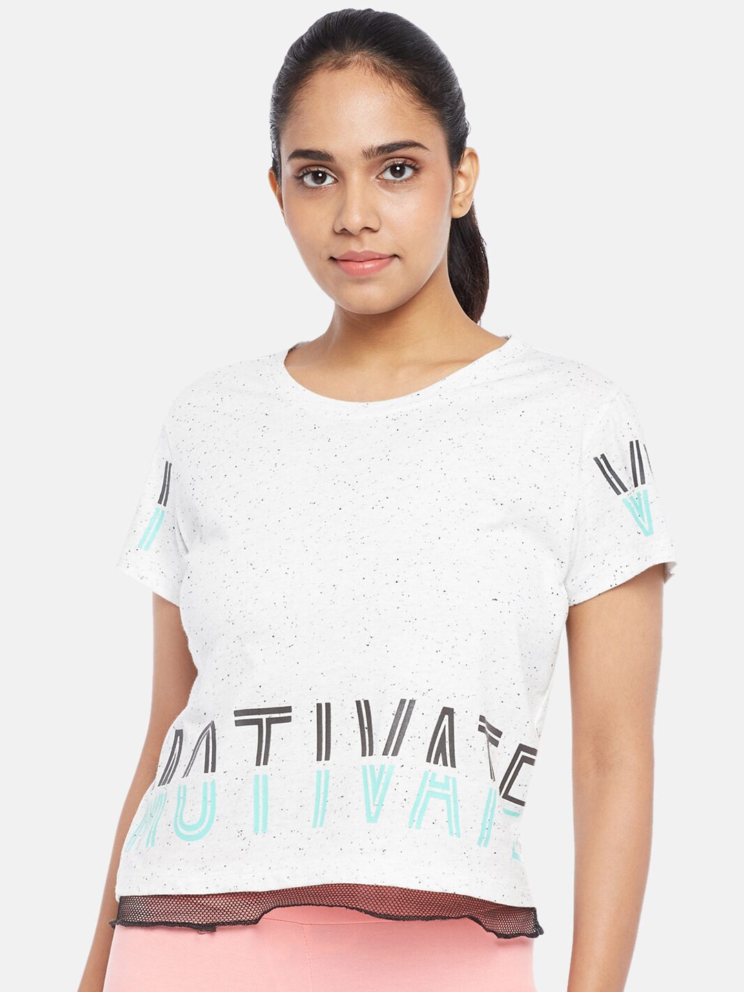 

Ajile by Pantaloons Women White & Green Typography Printed T-Shirt