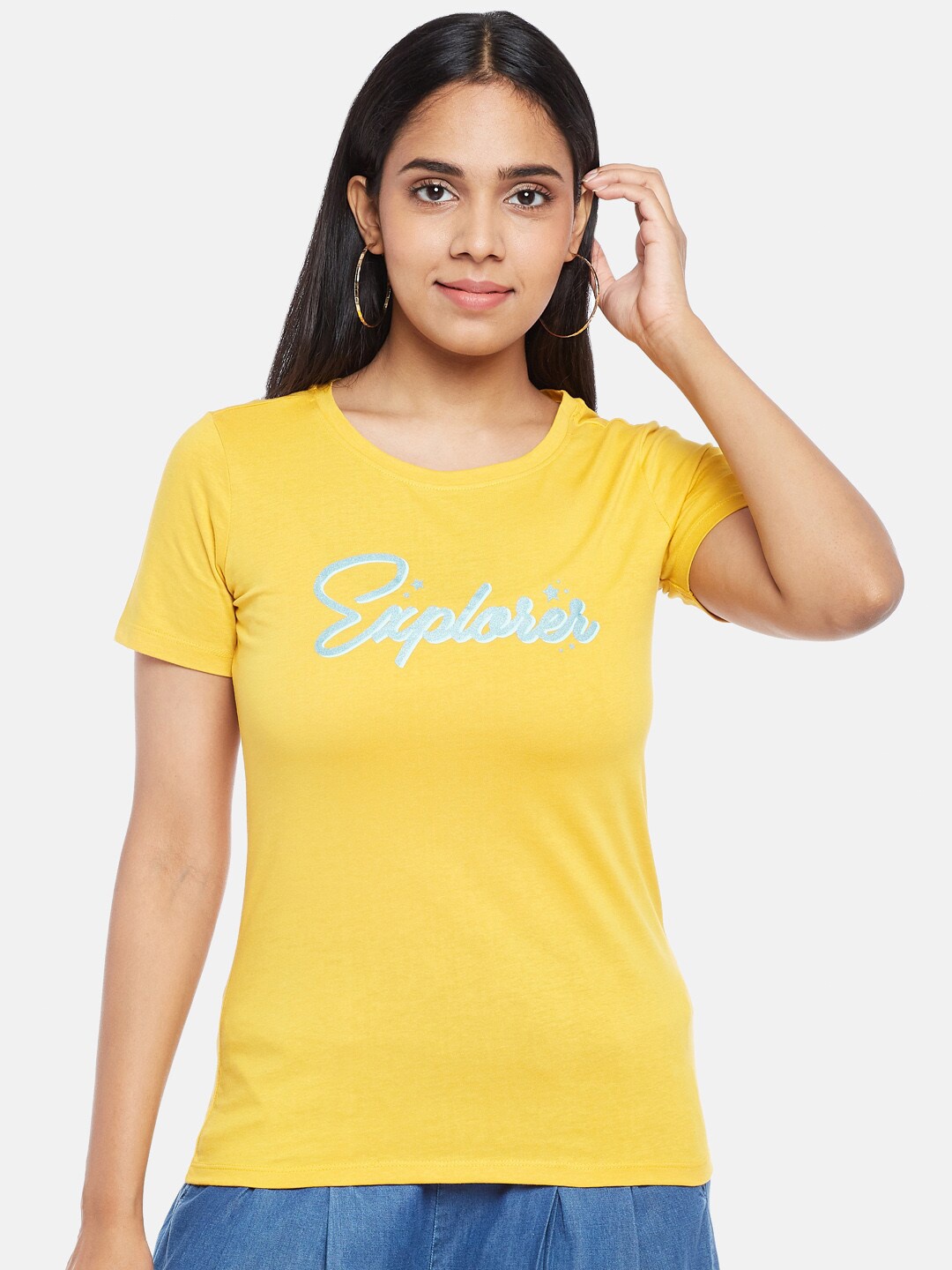 

Honey by Pantaloons Women Mustard Yellow T-shirt
