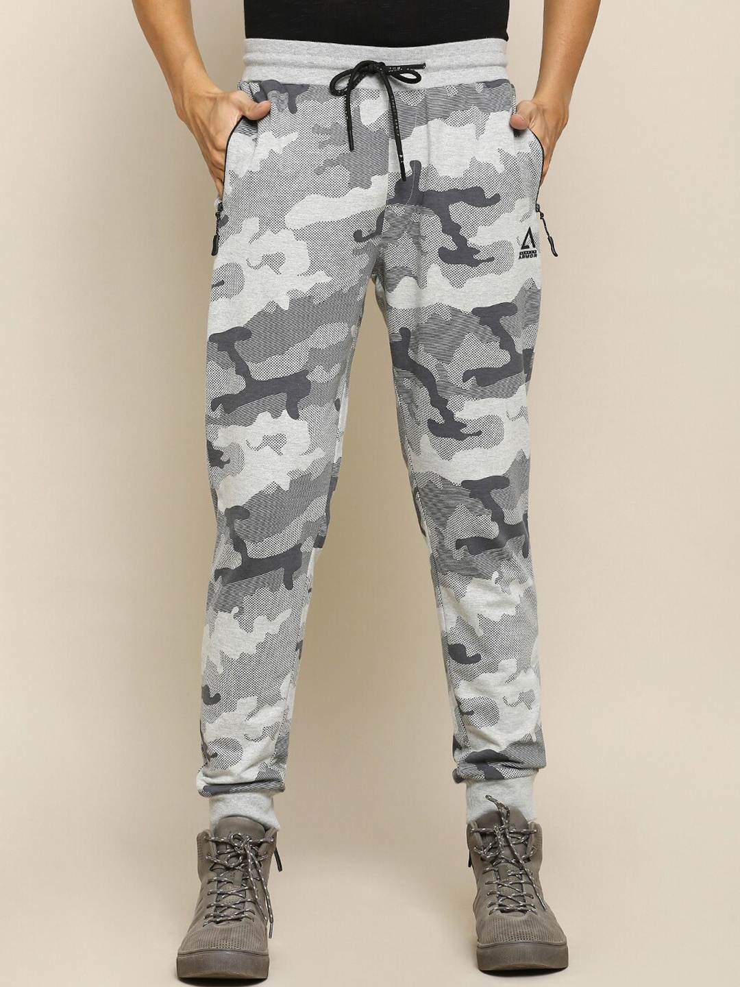 

Street Armor by Pantaloons Men Grey Camouflage Printed Slim-Fit Joggers