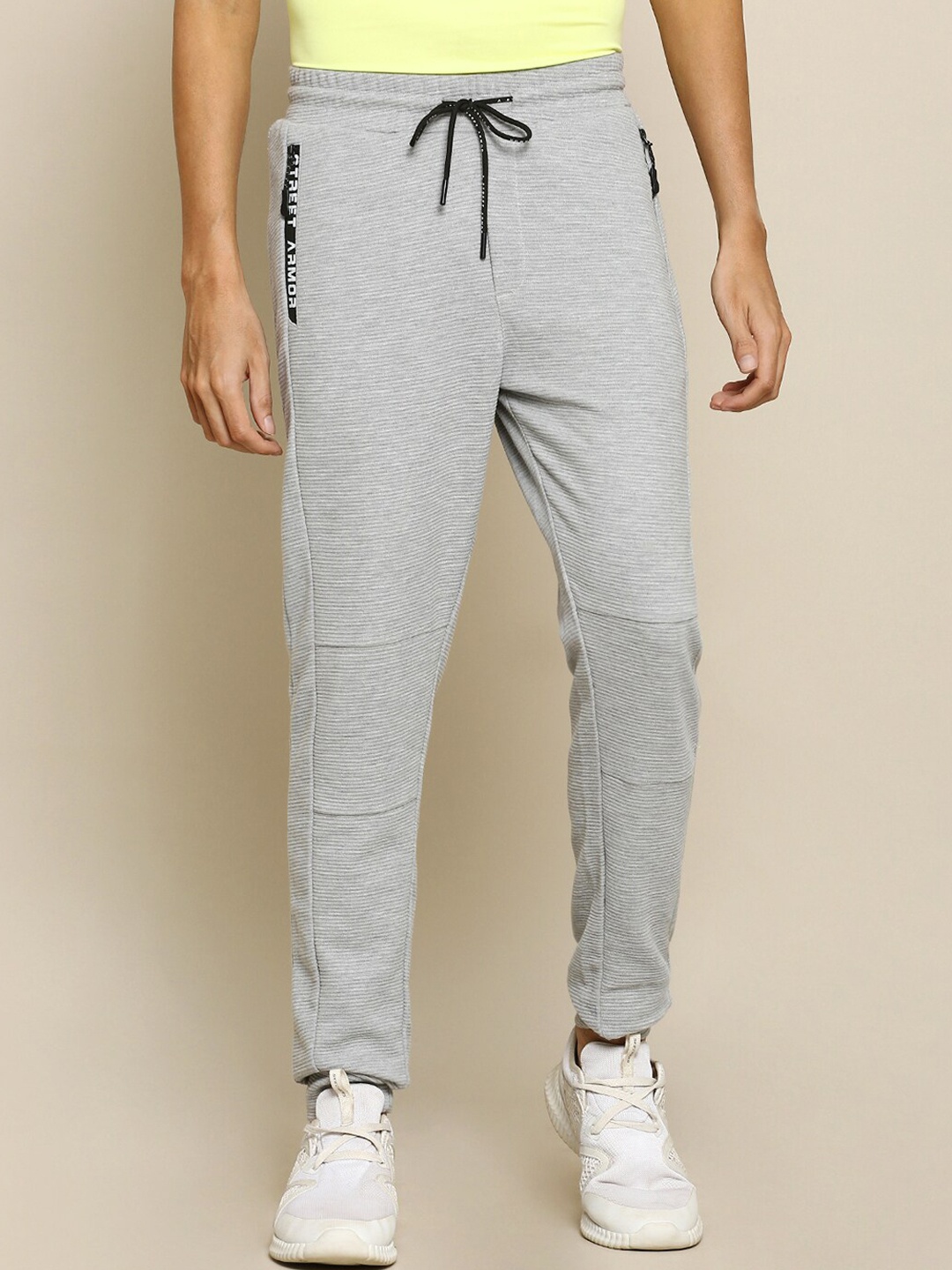 

Street Armor by Pantaloons Men Grey Striped Relaxed-Fit Joggers