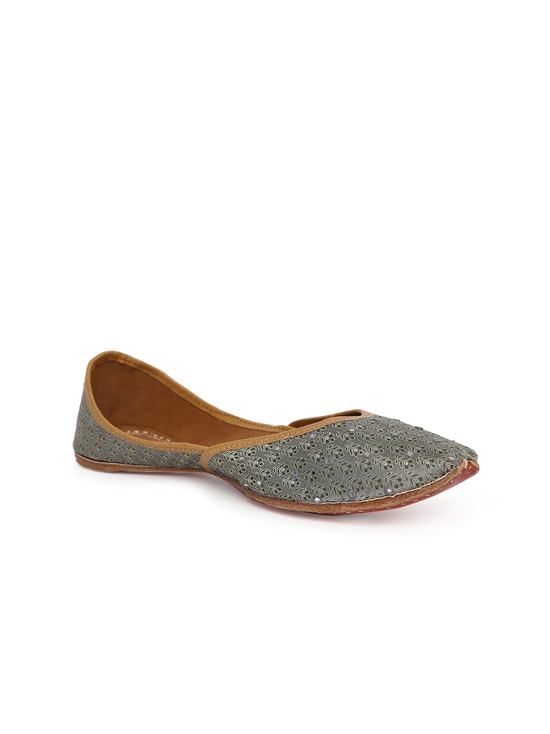 

Fabindia Women Grey Printed Mojaris Flats