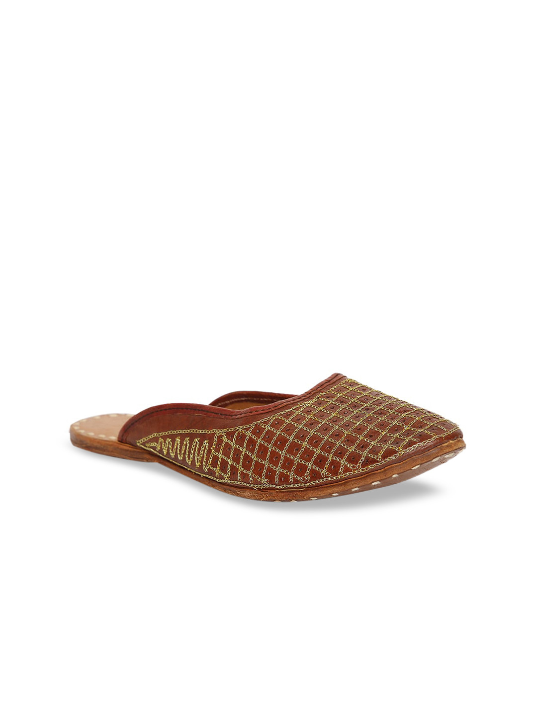 

Fabindia Women Brown Ethnic Mules with Embroidered Flats