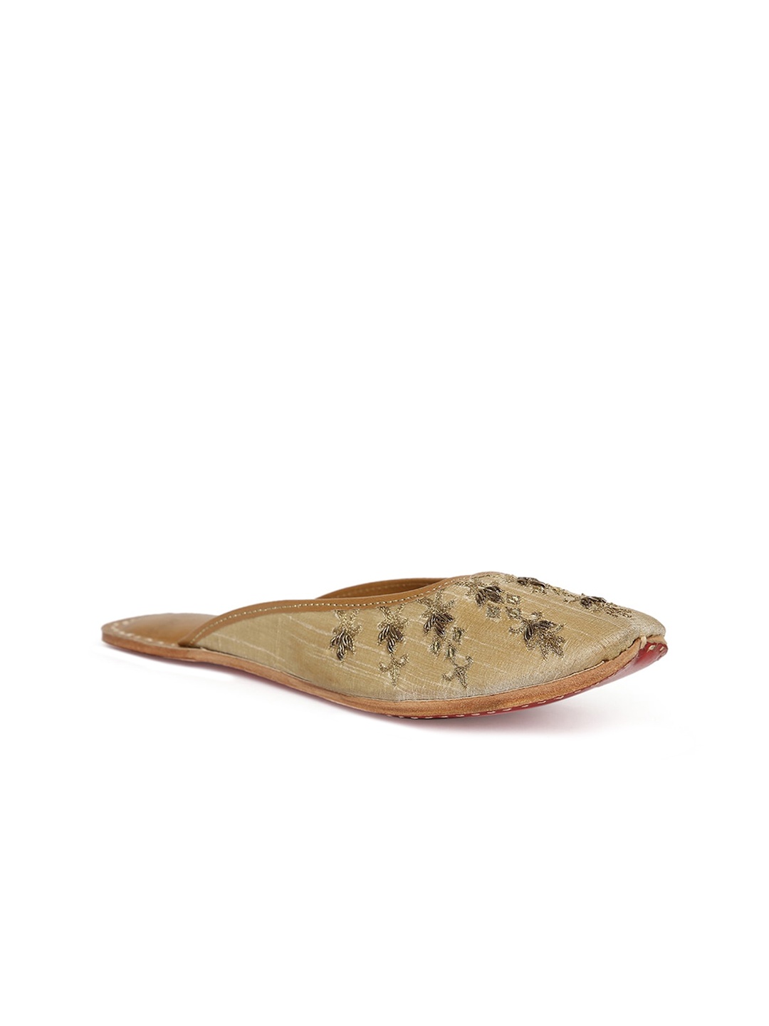 

Fabindia Women Gold-Toned Embellished Mules Flats
