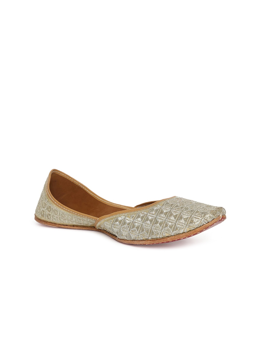 

Fabindia Women Gold-Toned Ethnic Mojaris with Embroidered Flats