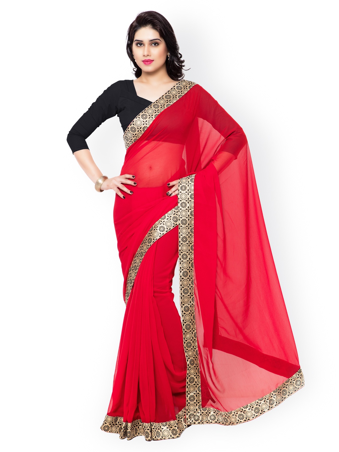 

Kalista Red Georgette Saree