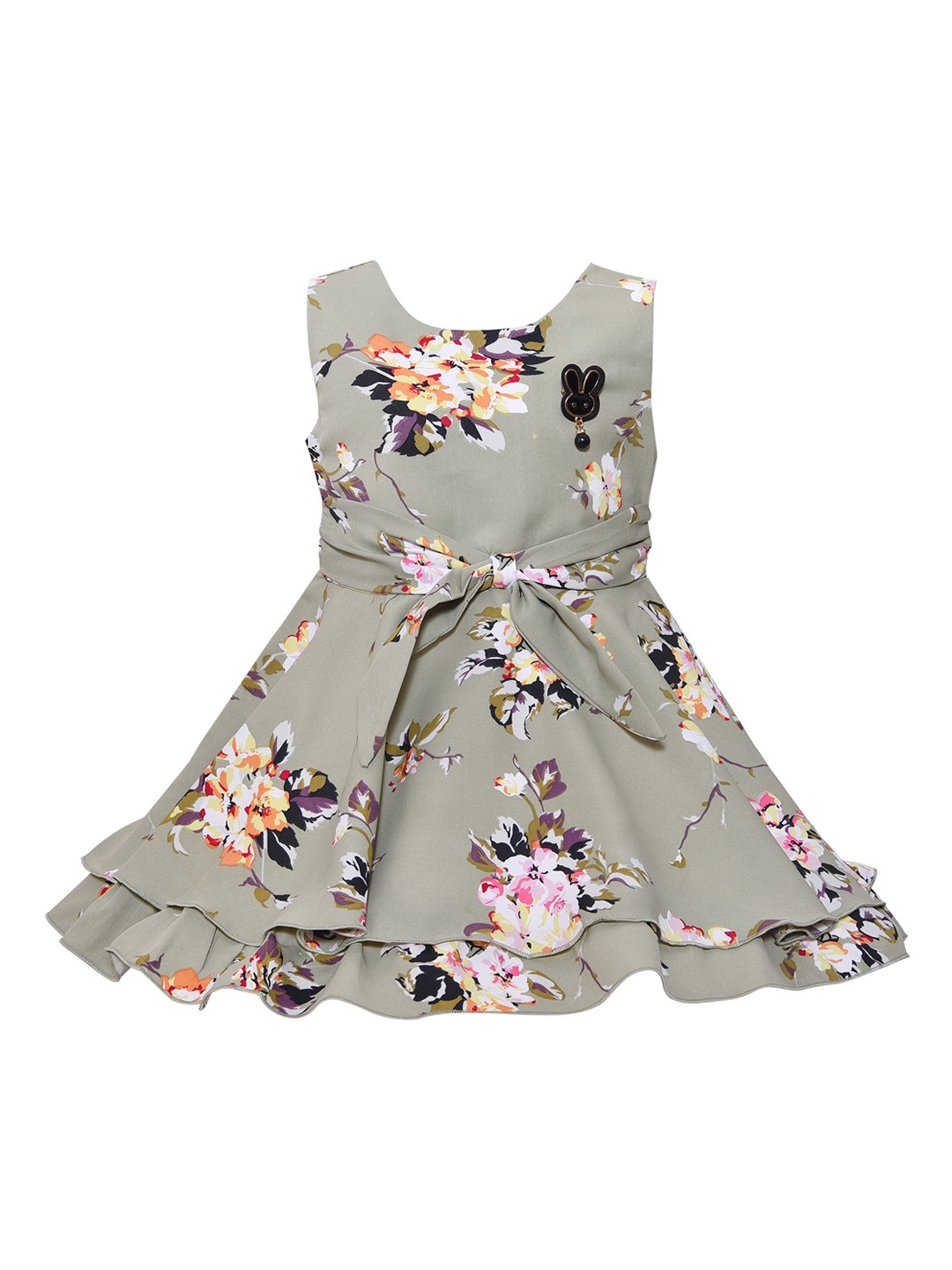 

Wish Karo Girls Green Floral Satin Dress